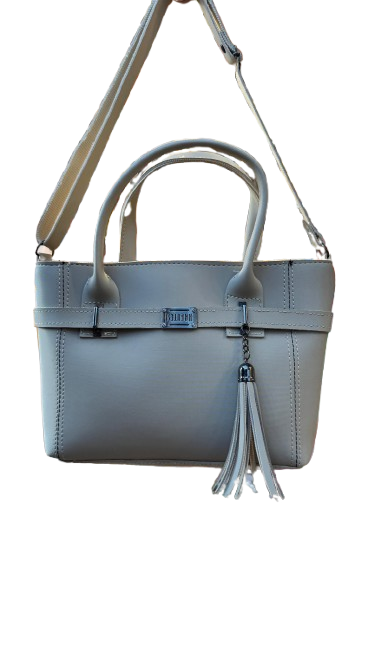 Chic Light Grey Handbag – With Elegant Tassel Charm