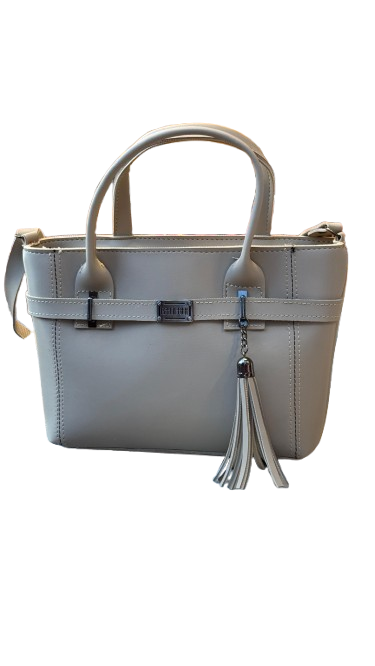 Chic Light Grey Handbag – With Elegant Tassel Charm