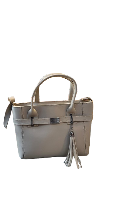 Chic Light Grey Handbag – With Elegant Tassel Charm