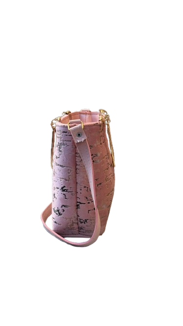 Trendy Pink Textured Handbag – With Golden Metal Handle & Strap