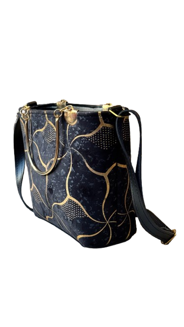 Elegant Black & White Handbags with Golden Pattern – Classy & Stylish