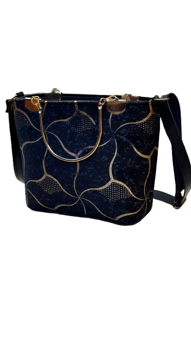 Elegant Black & White Handbags with Golden Pattern – Classy & Stylish