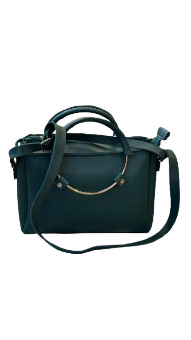 "Dark Green Handbag with Turquoise Flower Charm 👜💚"