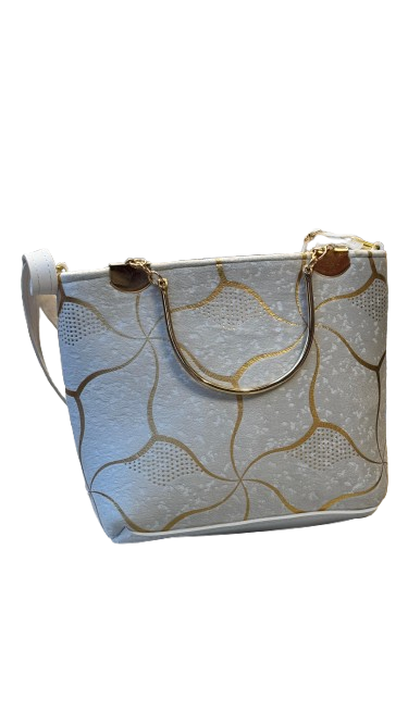 Elegant Black & White Handbags with Golden Pattern – Classy & Stylish