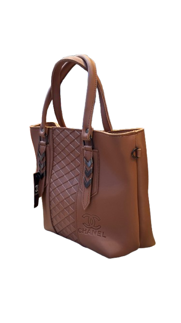 "Tan Chanel Handbag with Quilted Elegance "