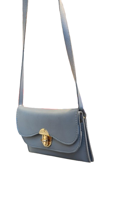 "Gray Crossbody Bag with Elegant Gold Clasp 👜👗"