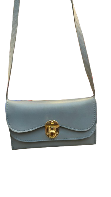 "Gray Crossbody Bag with Elegant Gold Clasp 👜👗"