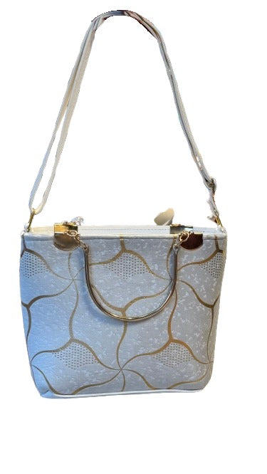 Elegant Black & White Handbags with Golden Pattern – Classy & Stylish