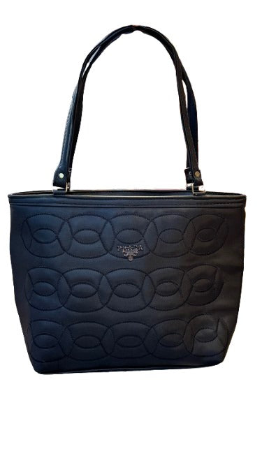 Luxury Black Leather Handbag with Prada Branding – Elegant & Timeless