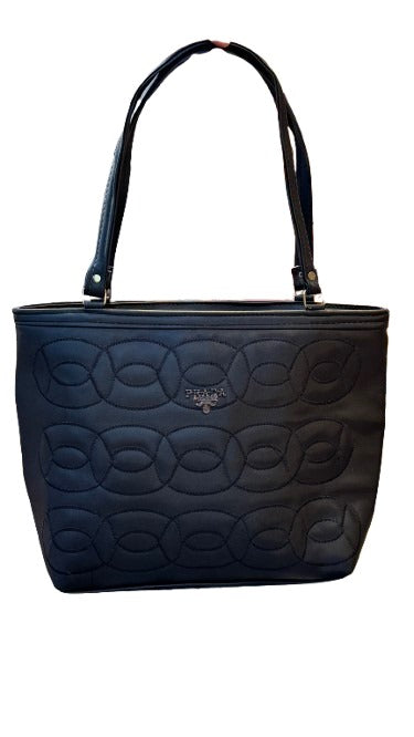 Luxury Black Leather Handbag with Prada Branding – Elegant & Timeless