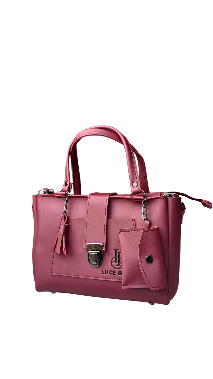 🌸 Elegant Pink Leather Tote Bag