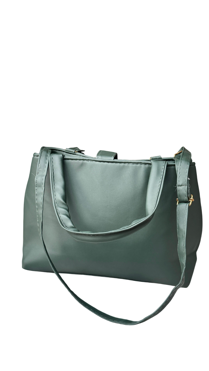 Elegant  Leather Tote Bag with Gold Lock