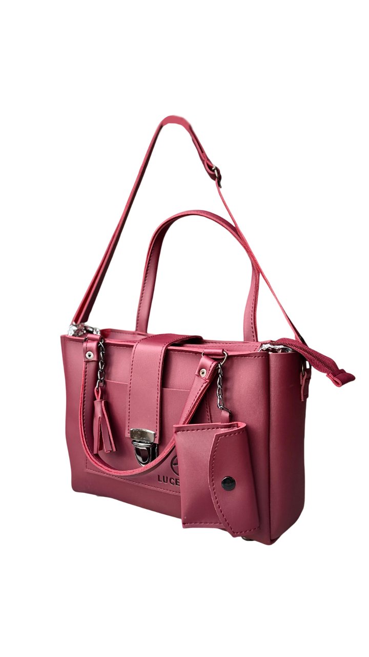 🌸 Elegant Pink Leather Tote Bag
