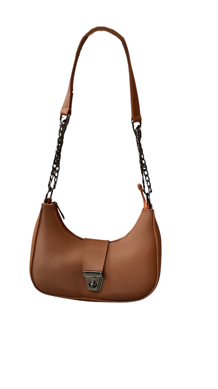 Brown Leather Curved Shoulder Bag 🤎